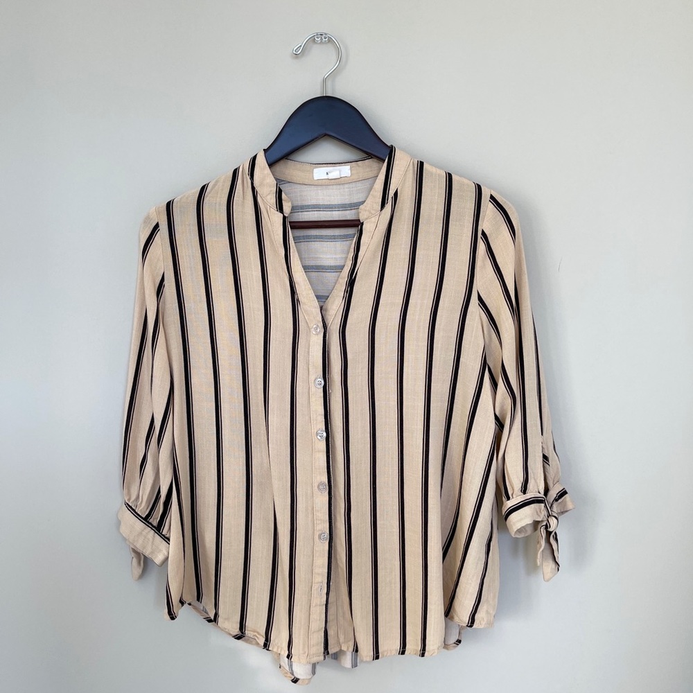 Peach blouse with striped detail